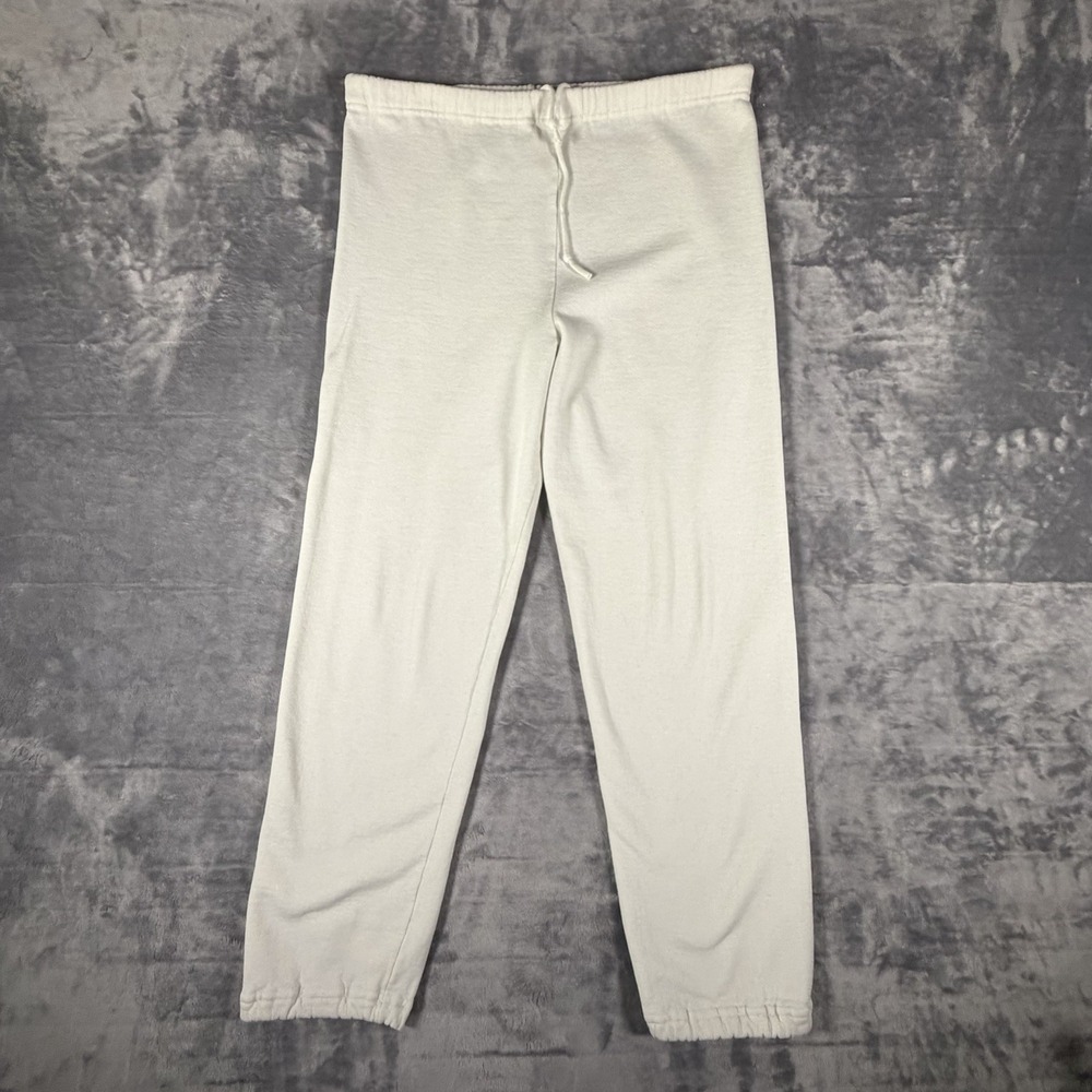 Vintage Jerzees Sweatpants Men's Medium White Drawstring Ribbed 90's Made In USA